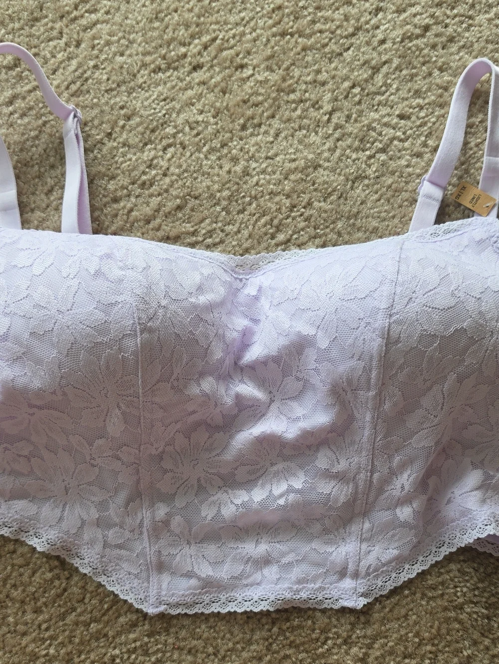 Victorias Secret Lace Wireless Lightly Lined Bralette Crop Top in Light Lavender